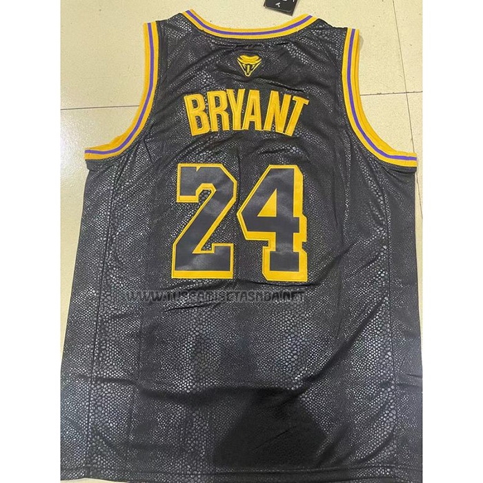 Camiseta Kobe Bryant NO 24 Los Angeles Lakers Black Mamba Snakeskin Negro